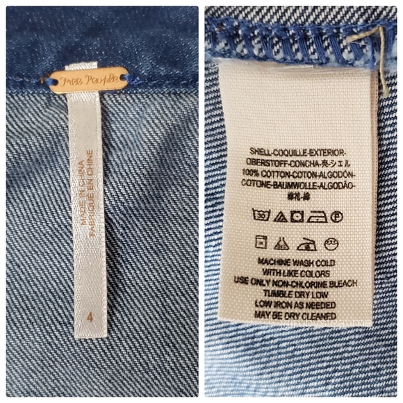 FREE PEOPLE Denim Wrap Tie Skirt, Aztec Boho Embroidery, Hendrix Skirt, NWT - Picture 7 of 9